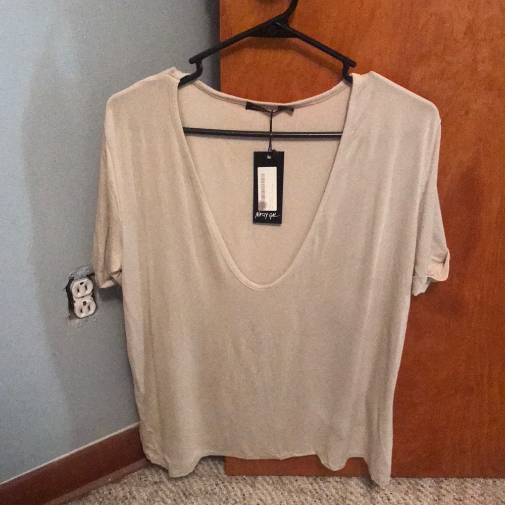 Nasty Gal Deep V T-Shirt NEW with tags! Size M/L